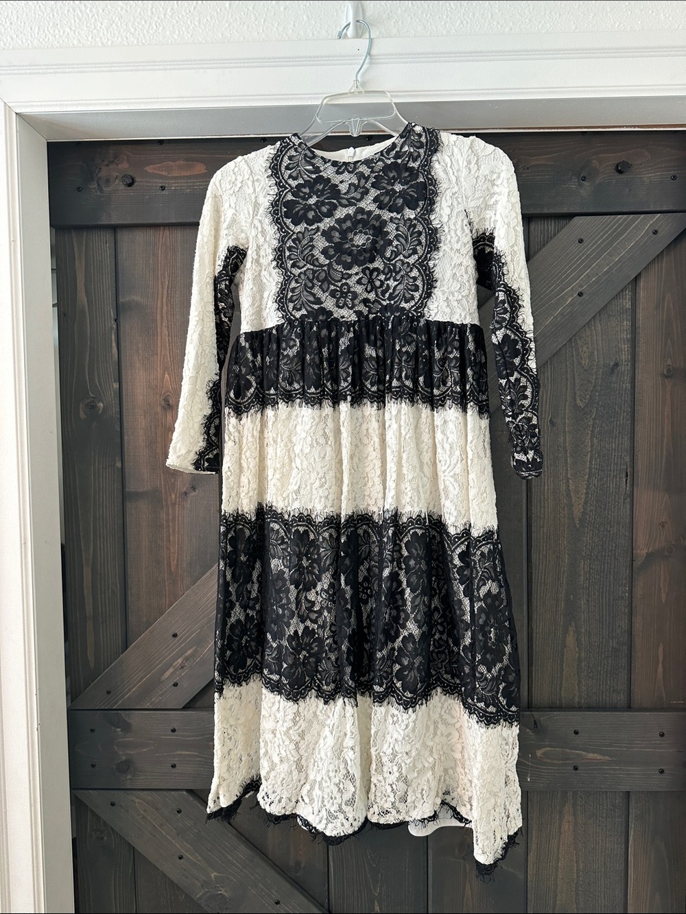 Dainty Jewells Black and White Lace Overlay Dress